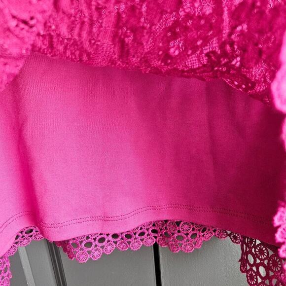 Laundry by Shelli Segal Pink Lace Blouse Sz XL Barbie - Picture 5 of 9